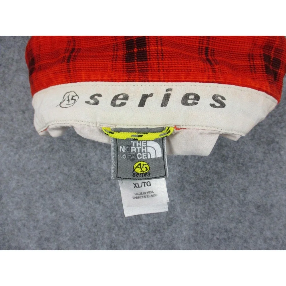 North Face Shirt Mens Extra Large Orange A5 Series Plaid Flannel Button Up Hike